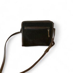 Vintage Black suede crossbody purse with leather trim